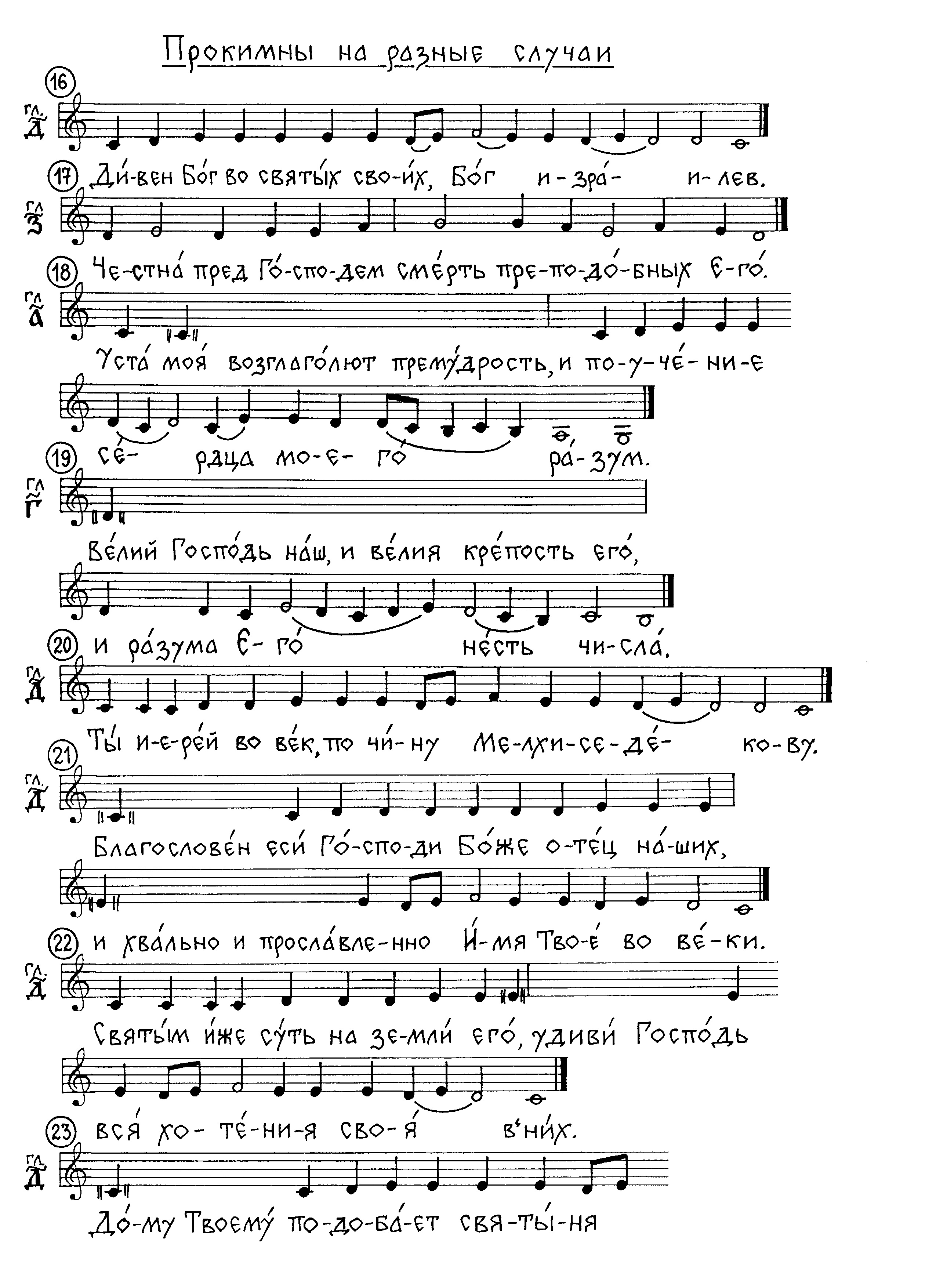 25 Прокимны на разные случаи (знам) нач